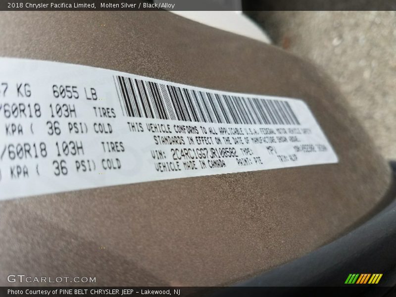 Molten Silver / Black/Alloy 2018 Chrysler Pacifica Limited