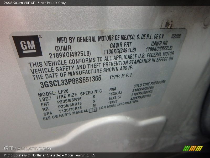 Silver Pearl / Gray 2008 Saturn VUE XE