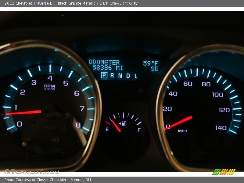 Black Granite Metallic / Dark Gray/Light Gray 2011 Chevrolet Traverse LT