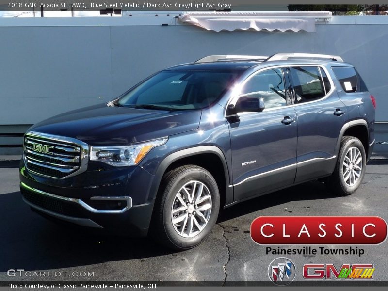 Blue Steel Metallic / Dark Ash Gray/Light Ash Gray 2018 GMC Acadia SLE AWD