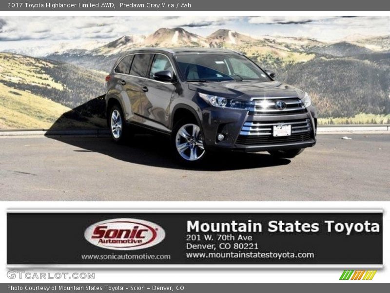 Predawn Gray Mica / Ash 2017 Toyota Highlander Limited AWD