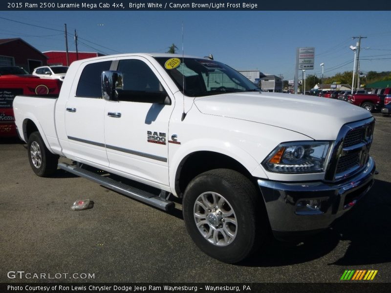 Bright White / Canyon Brown/Light Frost Beige 2015 Ram 2500 Laramie Mega Cab 4x4