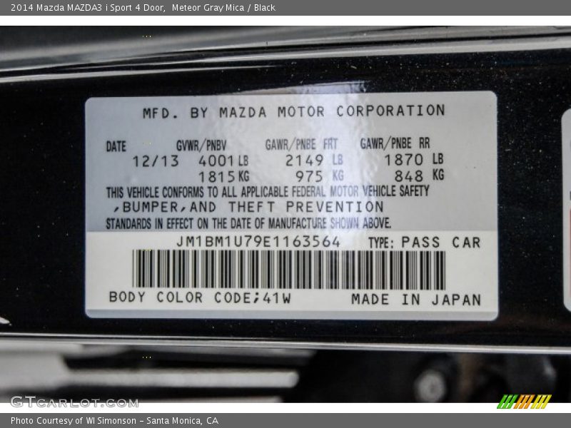Meteor Gray Mica / Black 2014 Mazda MAZDA3 i Sport 4 Door