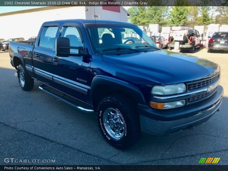 Indigo Blue Metallic / Graphite Gray 2002 Chevrolet Silverado 1500 LS Crew Cab 4x4