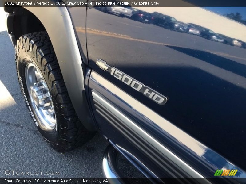 Indigo Blue Metallic / Graphite Gray 2002 Chevrolet Silverado 1500 LS Crew Cab 4x4