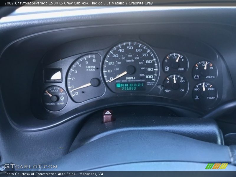 Indigo Blue Metallic / Graphite Gray 2002 Chevrolet Silverado 1500 LS Crew Cab 4x4