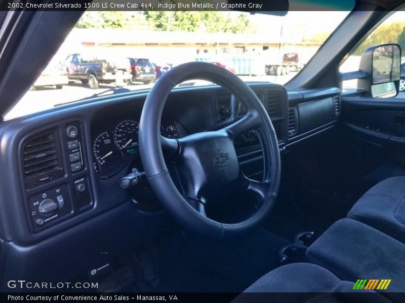 Indigo Blue Metallic / Graphite Gray 2002 Chevrolet Silverado 1500 LS Crew Cab 4x4