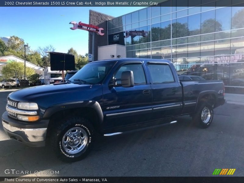 Indigo Blue Metallic / Graphite Gray 2002 Chevrolet Silverado 1500 LS Crew Cab 4x4
