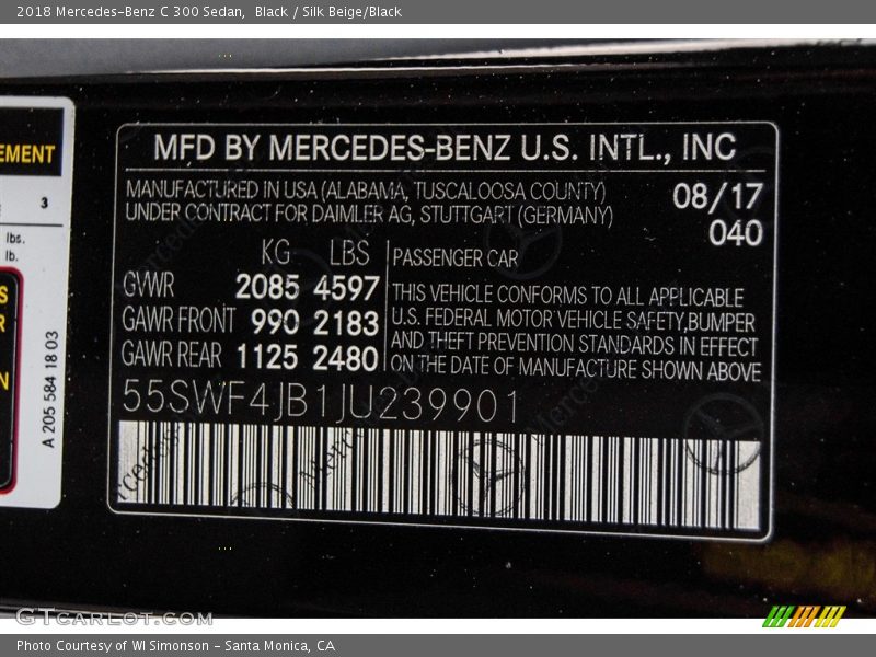 Black / Silk Beige/Black 2018 Mercedes-Benz C 300 Sedan