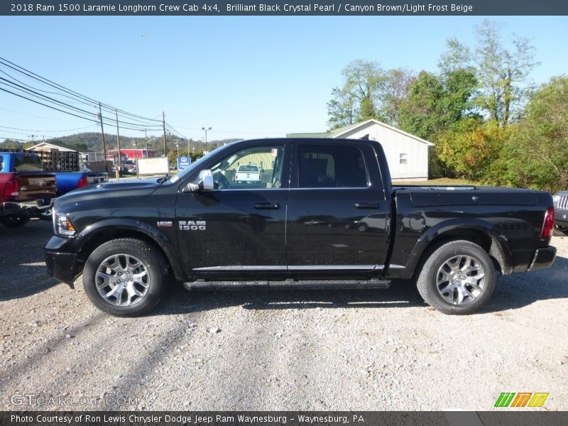 Brilliant Black Crystal Pearl / Canyon Brown/Light Frost Beige 2018 Ram 1500 Laramie Longhorn Crew Cab 4x4