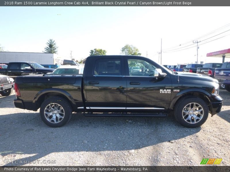 Brilliant Black Crystal Pearl / Canyon Brown/Light Frost Beige 2018 Ram 1500 Laramie Longhorn Crew Cab 4x4