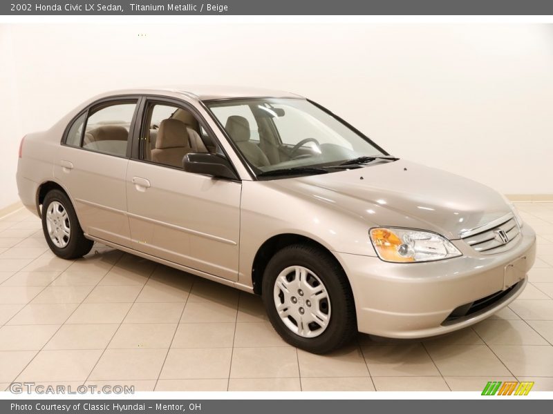 Titanium Metallic / Beige 2002 Honda Civic LX Sedan