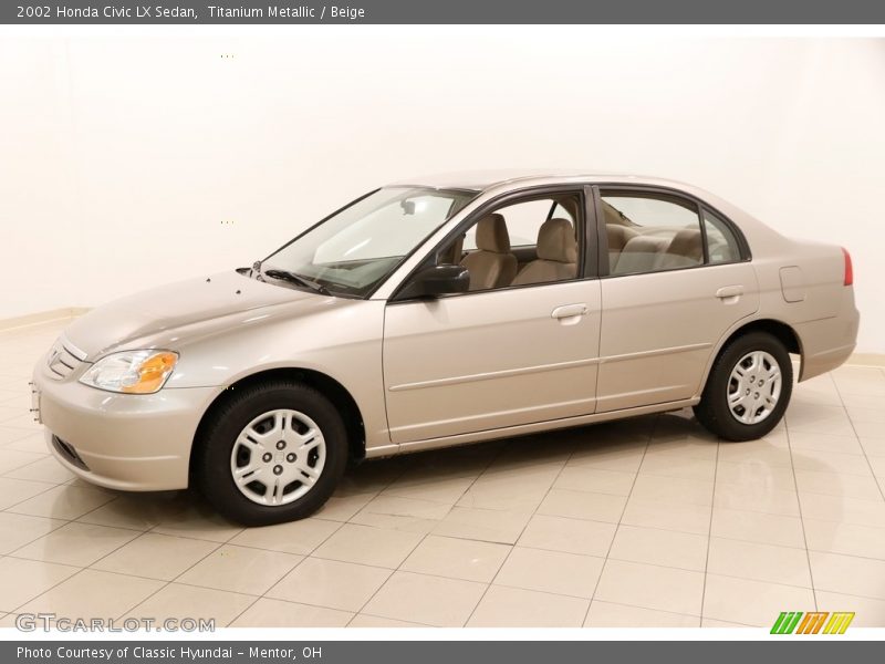 Titanium Metallic / Beige 2002 Honda Civic LX Sedan