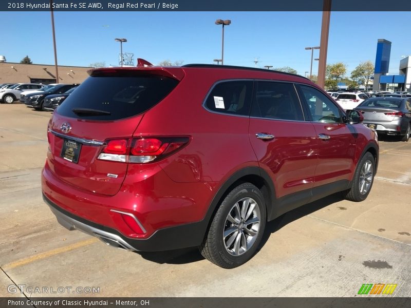 Regal Red Pearl / Beige 2018 Hyundai Santa Fe SE AWD
