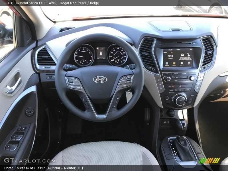 Regal Red Pearl / Beige 2018 Hyundai Santa Fe SE AWD