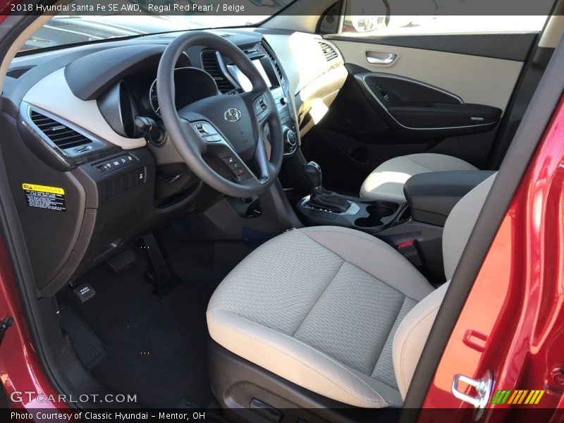 Regal Red Pearl / Beige 2018 Hyundai Santa Fe SE AWD
