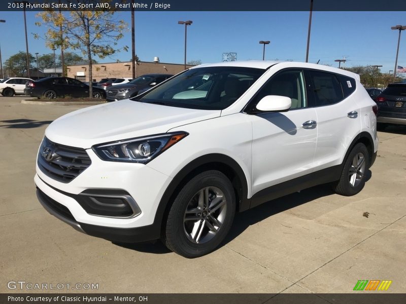 Pearl White / Beige 2018 Hyundai Santa Fe Sport AWD