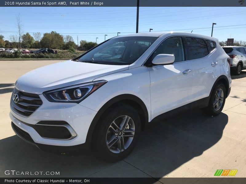 Pearl White / Beige 2018 Hyundai Santa Fe Sport AWD