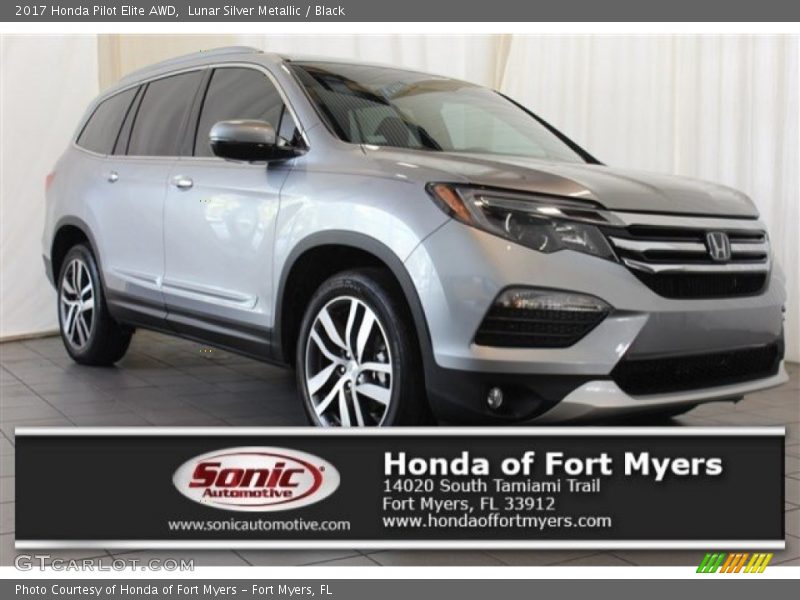 Lunar Silver Metallic / Black 2017 Honda Pilot Elite AWD