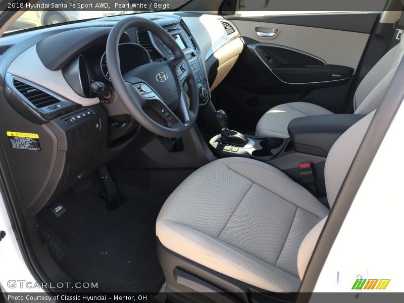 Pearl White / Beige 2018 Hyundai Santa Fe Sport AWD