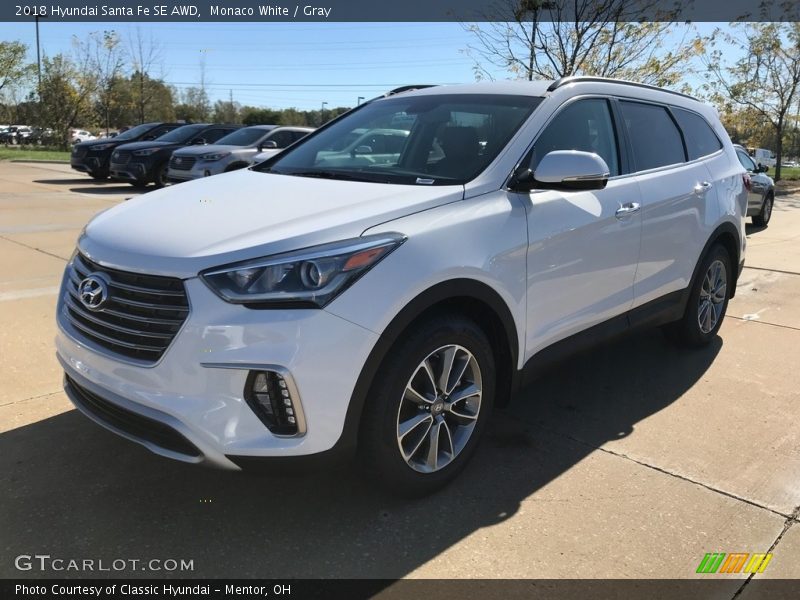 Monaco White / Gray 2018 Hyundai Santa Fe SE AWD