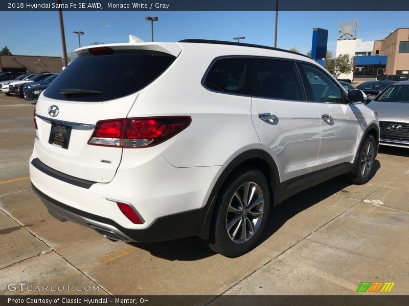 Monaco White / Gray 2018 Hyundai Santa Fe SE AWD