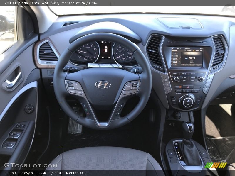 Monaco White / Gray 2018 Hyundai Santa Fe SE AWD