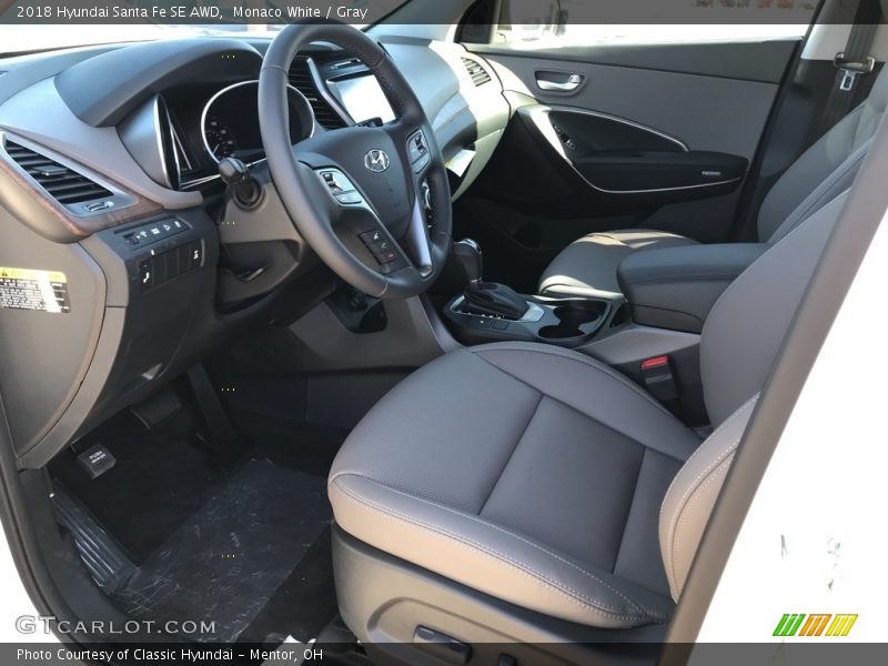 Monaco White / Gray 2018 Hyundai Santa Fe SE AWD