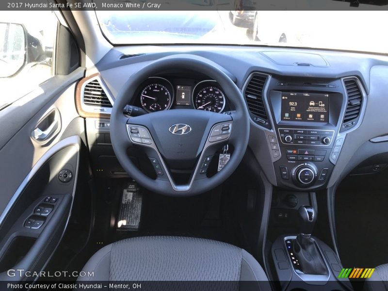 Monaco White / Gray 2017 Hyundai Santa Fe SE AWD