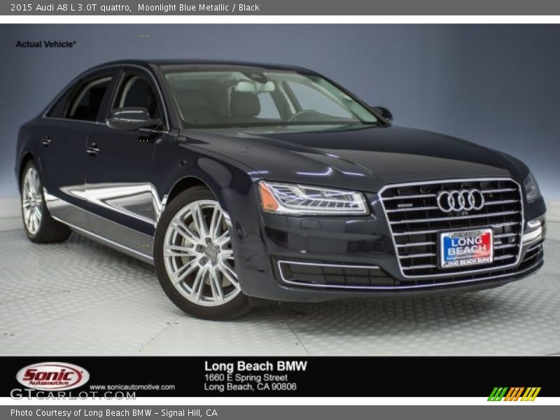 Moonlight Blue Metallic / Black 2015 Audi A8 L 3.0T quattro