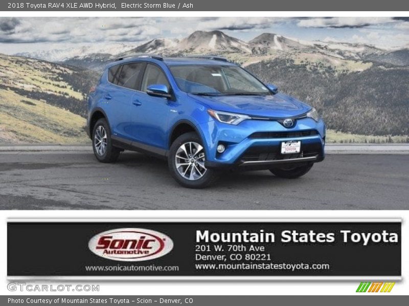 Electric Storm Blue / Ash 2018 Toyota RAV4 XLE AWD Hybrid
