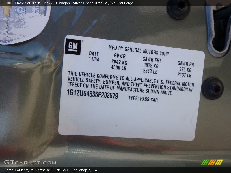 Silver Green Metallic / Neutral Beige 2005 Chevrolet Malibu Maxx LT Wagon