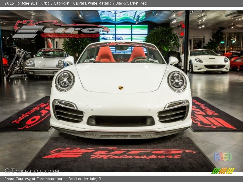 Carrara White Metallic / Black/Garnet Red 2015 Porsche 911 Turbo S Cabriolet