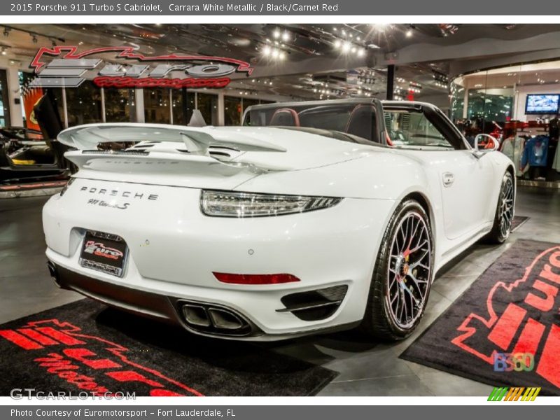 Carrara White Metallic / Black/Garnet Red 2015 Porsche 911 Turbo S Cabriolet