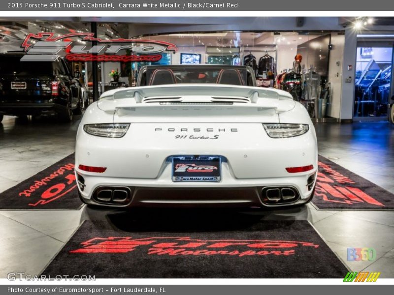 Carrara White Metallic / Black/Garnet Red 2015 Porsche 911 Turbo S Cabriolet