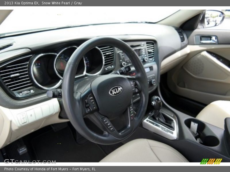 Snow White Pearl / Gray 2013 Kia Optima EX