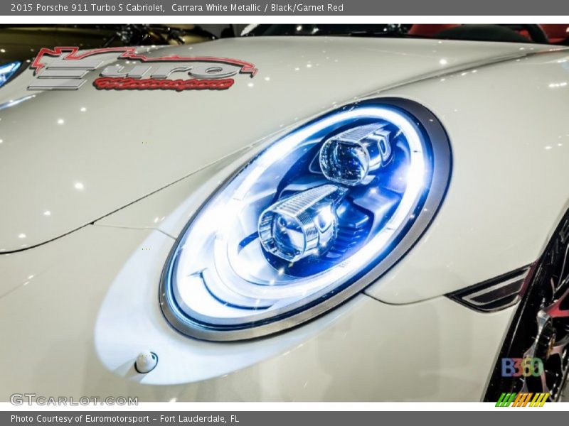 Carrara White Metallic / Black/Garnet Red 2015 Porsche 911 Turbo S Cabriolet