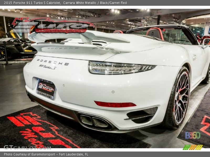 Carrara White Metallic / Black/Garnet Red 2015 Porsche 911 Turbo S Cabriolet