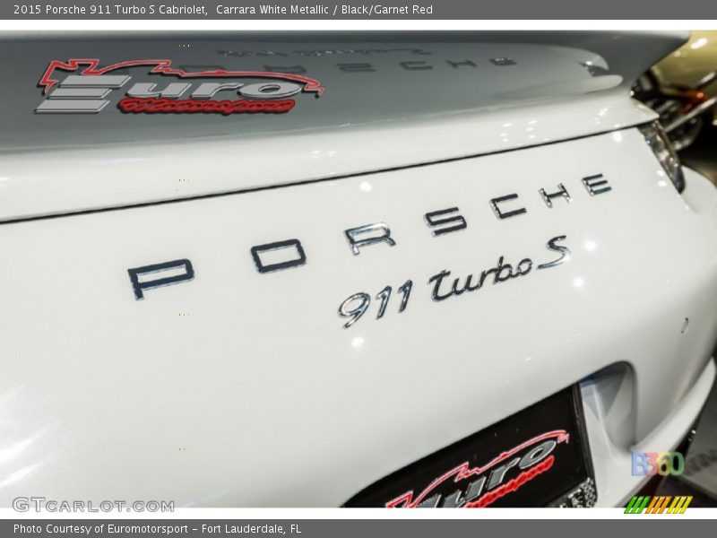 Carrara White Metallic / Black/Garnet Red 2015 Porsche 911 Turbo S Cabriolet