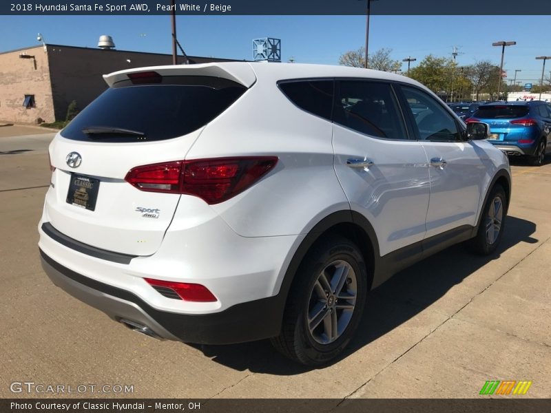 Pearl White / Beige 2018 Hyundai Santa Fe Sport AWD