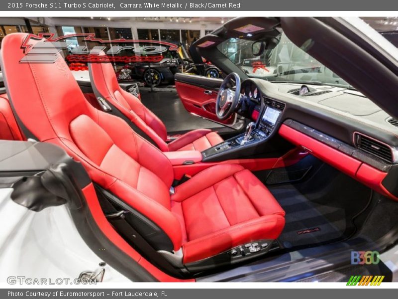 Carrara White Metallic / Black/Garnet Red 2015 Porsche 911 Turbo S Cabriolet