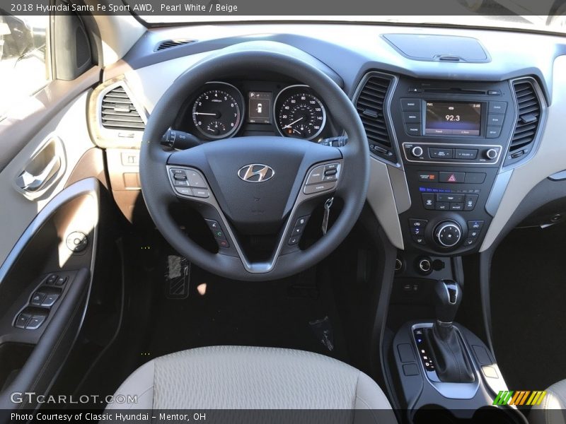 Pearl White / Beige 2018 Hyundai Santa Fe Sport AWD