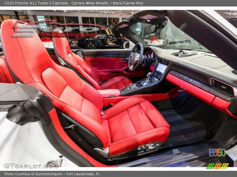 Carrara White Metallic / Black/Garnet Red 2015 Porsche 911 Turbo S Cabriolet