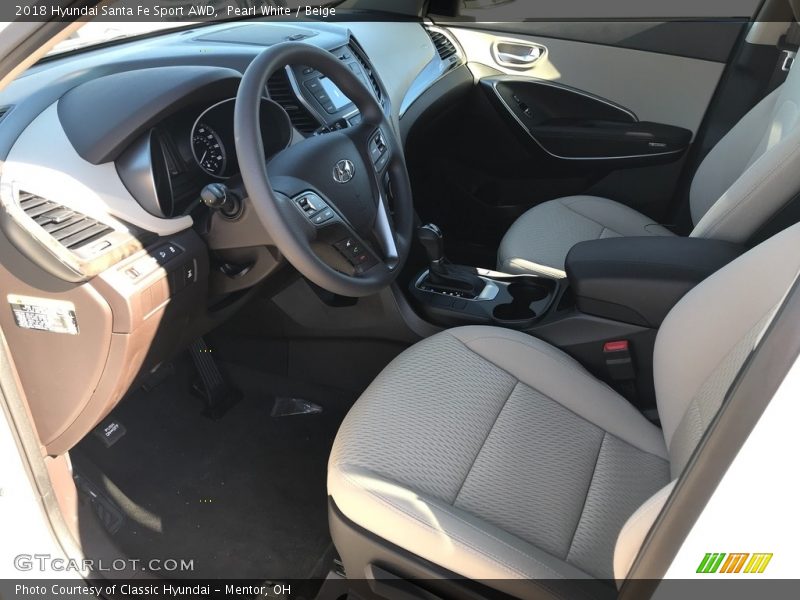 Pearl White / Beige 2018 Hyundai Santa Fe Sport AWD