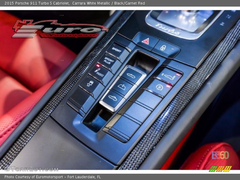 Carrara White Metallic / Black/Garnet Red 2015 Porsche 911 Turbo S Cabriolet