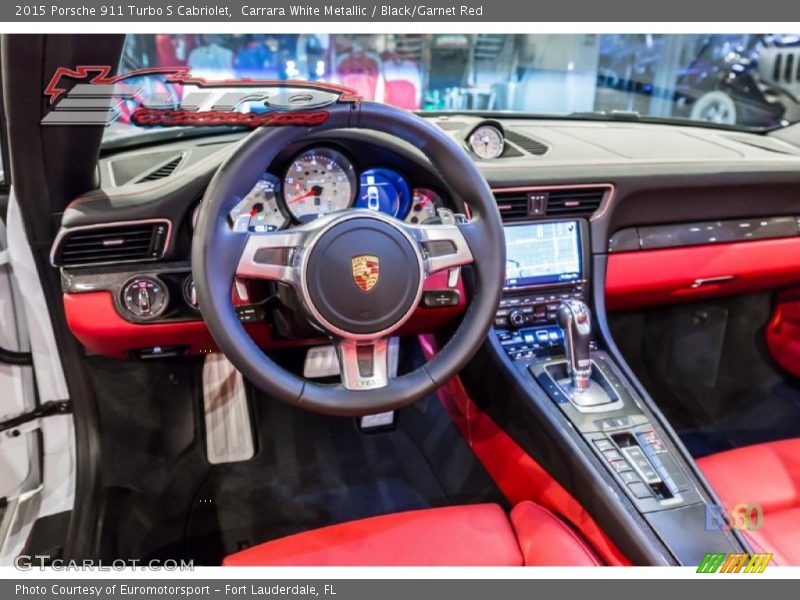 Carrara White Metallic / Black/Garnet Red 2015 Porsche 911 Turbo S Cabriolet