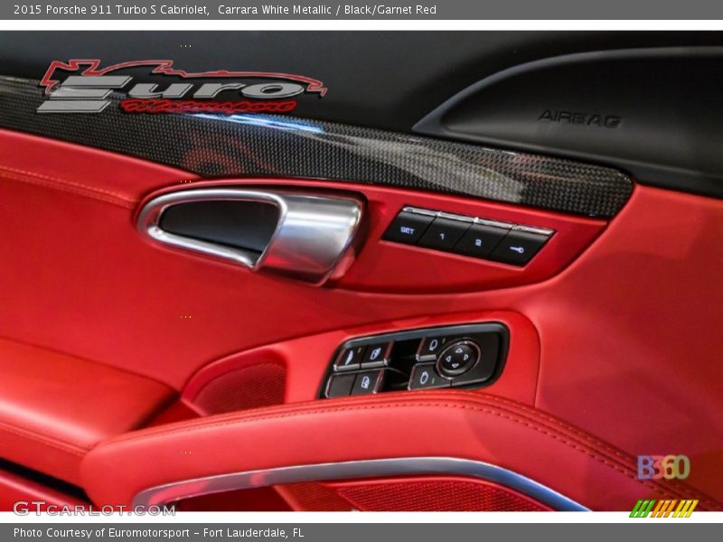 Carrara White Metallic / Black/Garnet Red 2015 Porsche 911 Turbo S Cabriolet