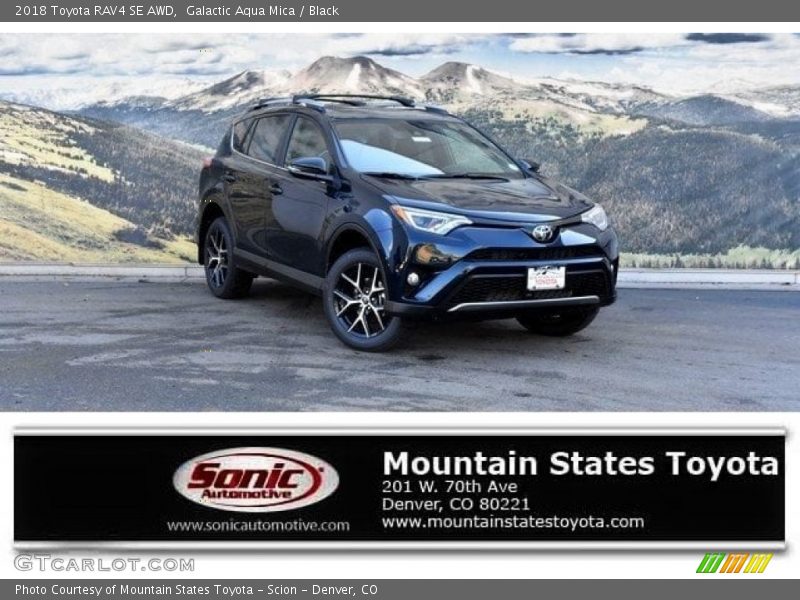 Galactic Aqua Mica / Black 2018 Toyota RAV4 SE AWD