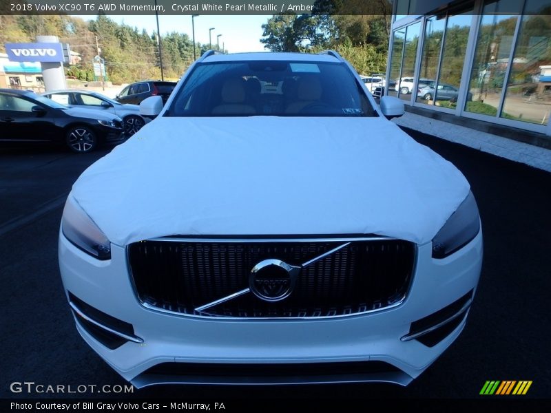 Crystal White Pearl Metallic / Amber 2018 Volvo XC90 T6 AWD Momentum