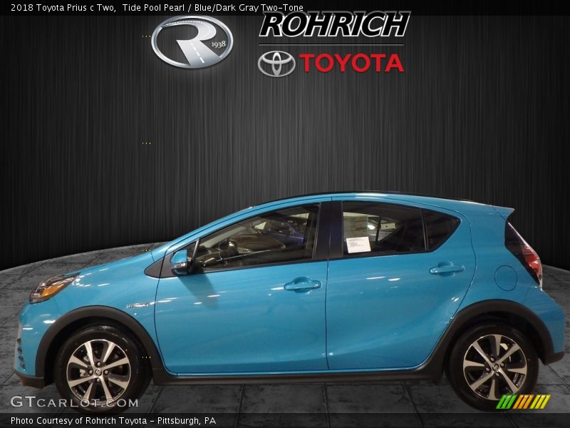 Tide Pool Pearl / Blue/Dark Gray Two-Tone 2018 Toyota Prius c Two